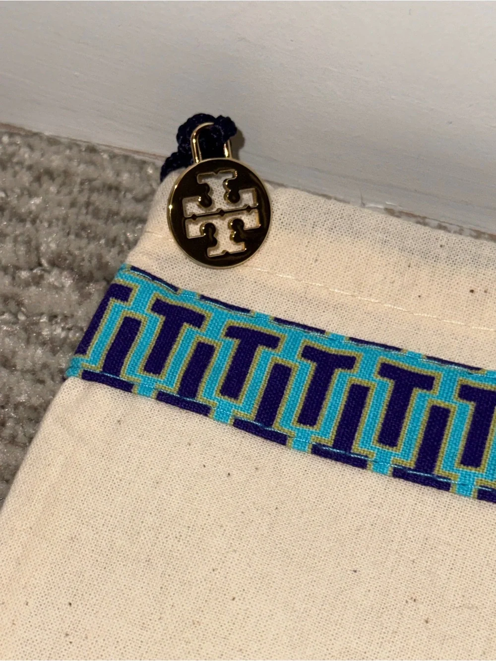 Tory Burch Cream Canvas Shoe Bag